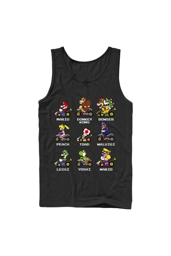 Men's Nintendo Mario Kart Cast Tank Top Black Large