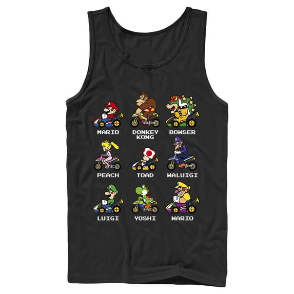 Men's Nintendo Mario Kart Cast Tank Top Black Large