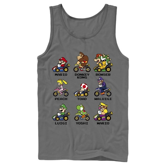 Men's Nintendo Mario Kart Cast  Tank Top Charcoal Medium