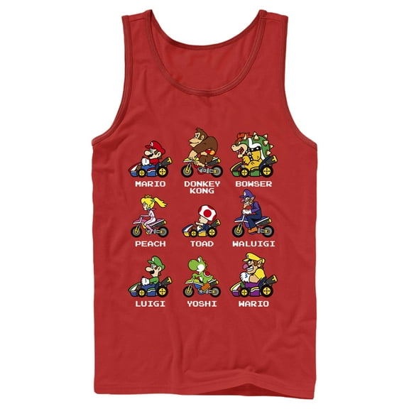 Men's Nintendo Mario Kart Cast  Tank Top Red Large
