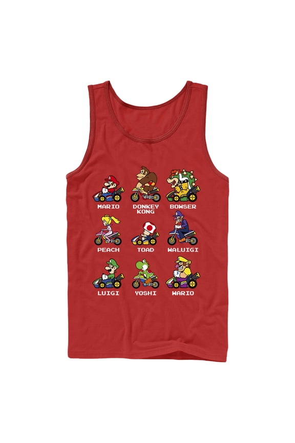 Men's Nintendo Mario Kart Cast Tank Top Red X Large