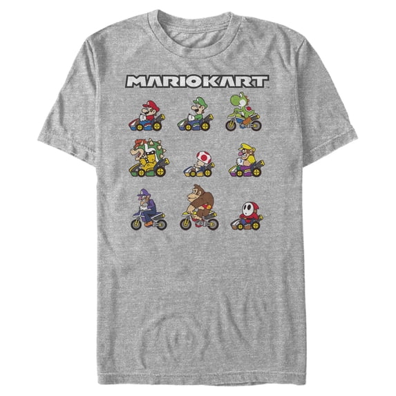 Men's Nintendo Mario Kart Character Panel Graphic Tee Athletic Heather Medium