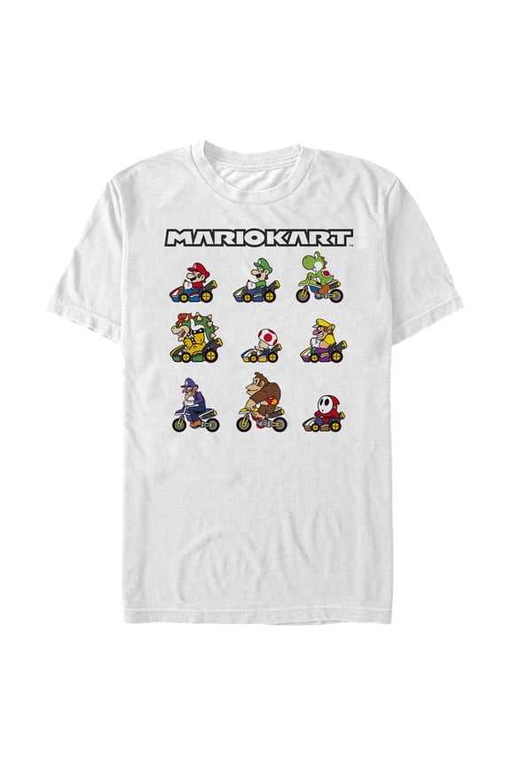 Men's Nintendo Mario Kart Character Panel Graphic Tee White Large