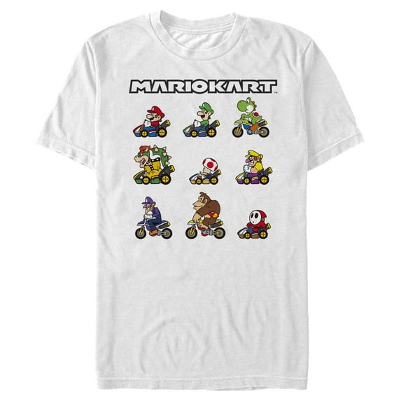 Men's Nintendo Mario Kart Character Panel Graphic Tee White Medium
