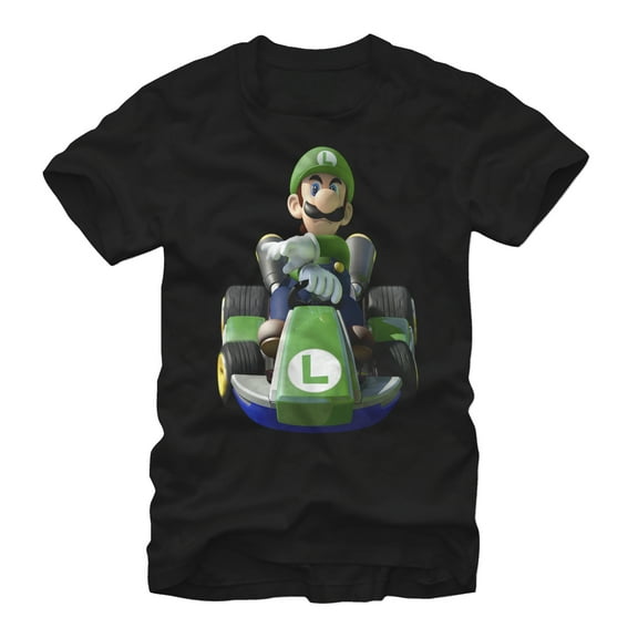 Men's Nintendo Mario Kart Luigi Driving  Graphic Tee Black Large