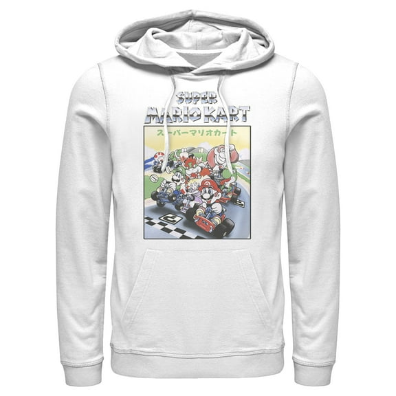 Men's Nintendo Mario Kart Retro Collage  Pull Over Hoodie White Small