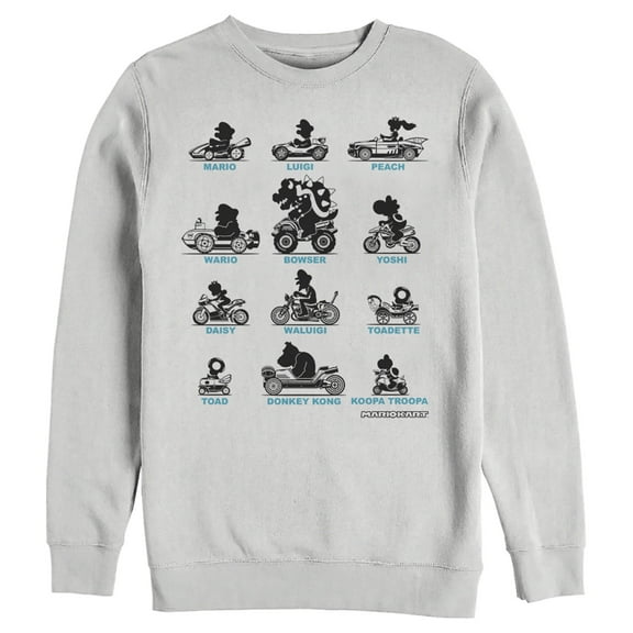 Men's Nintendo Mario Kart Silhouette Grid  Sweatshirt White X Large