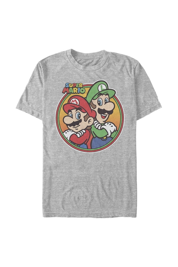 Men's Nintendo Mario Luigi Back to Back Graphic Tee Athletic Heather 2X Large