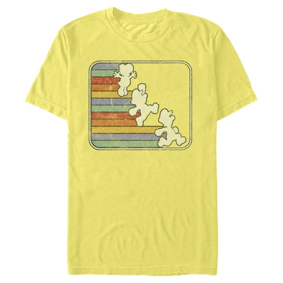 Men's Nintendo Mario Luigi Yoshi Retro Stripe Graphic Tee Banana Medium