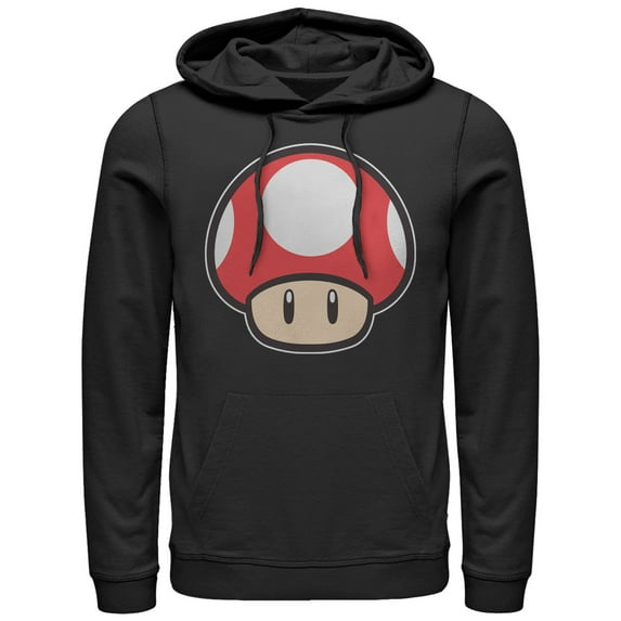 Men's Nintendo Mario Mushroom Pull Over Hoodie Black Large