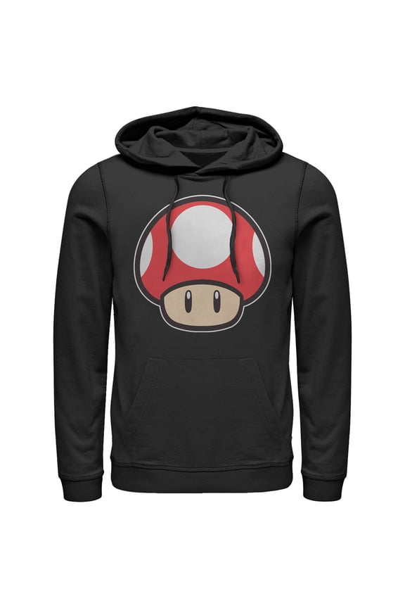 Men's Nintendo Mario Mushroom Pull Over Hoodie Black Medium