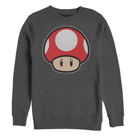 Men's Nintendo Mario Mushroom Sweatshirt Charcoal Heather Small