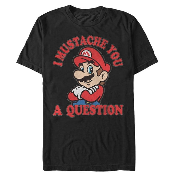 Men's Nintendo Mario Mustache Graphic Tee Black Small