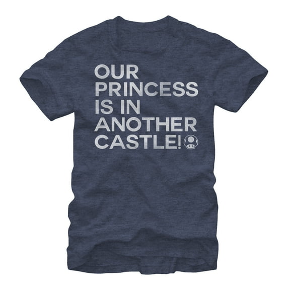 Men's Nintendo Mario Our Princess is in Another Castle Graphic Tee Navy Blue Heather Large