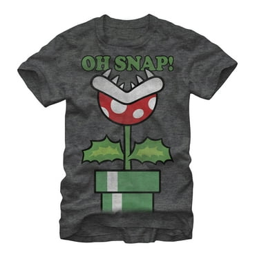 Men's Nintendo Mario Piranha Plant Oh Snap  Graphic Tee Charcoal Heather Large