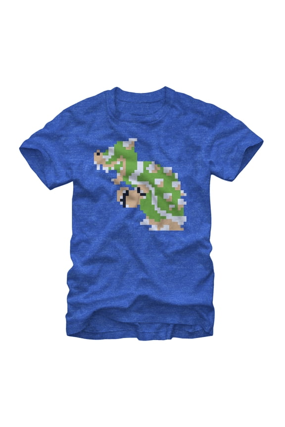 Men's Nintendo Mario Pixel Bowser  Graphic Tee Royal Heather Large