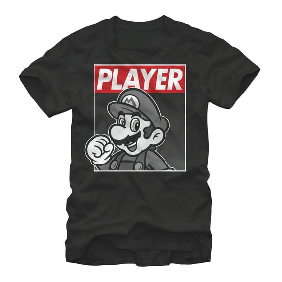 Men's Nintendo Mario Player  Graphic Tee Black Large