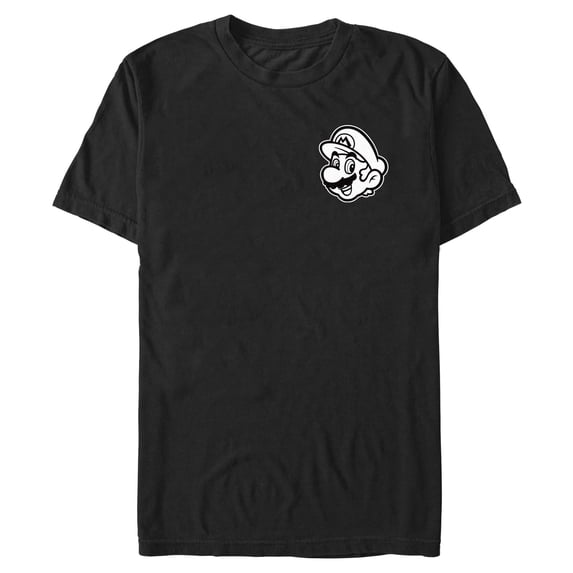 Men's Nintendo Mario Portrait Badge Graphic Tee Black 3X Large