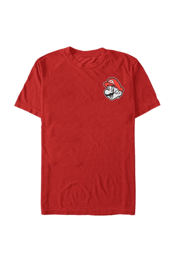 Men's Nintendo Mario Portrait Badge Graphic Tee Red Large