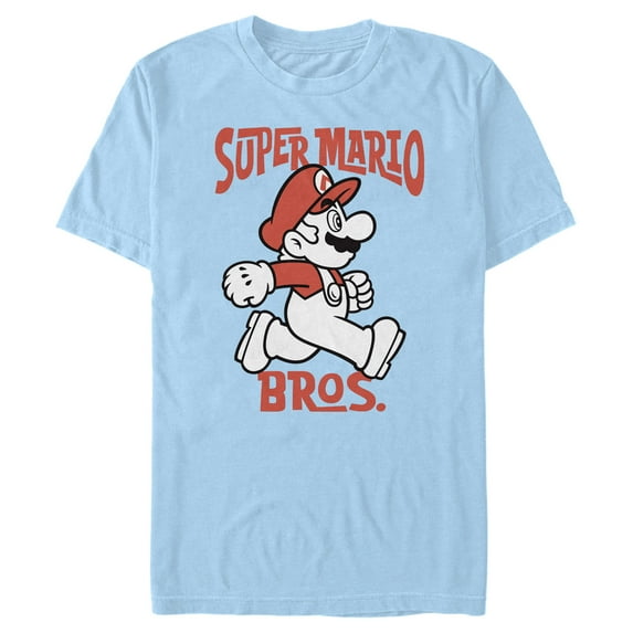 Men's Nintendo Mario Profile Drawing Graphic Tee Light Blue Medium