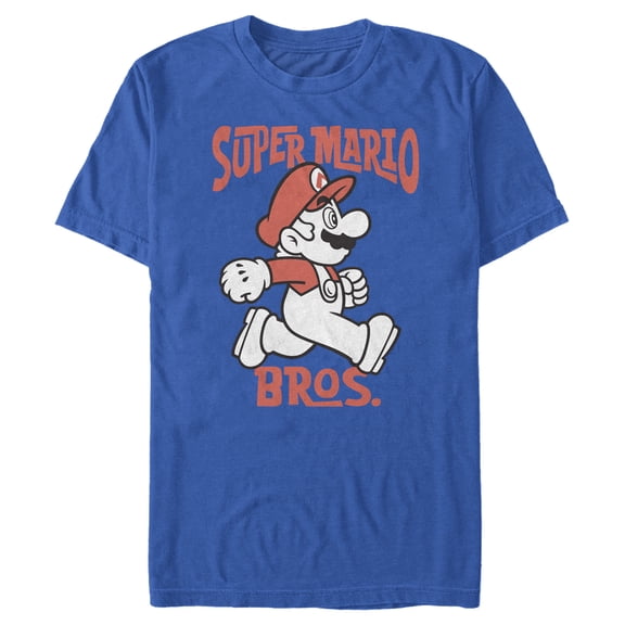 Men's Nintendo Mario Profile Drawing Graphic Tee Royal Blue 3X Large