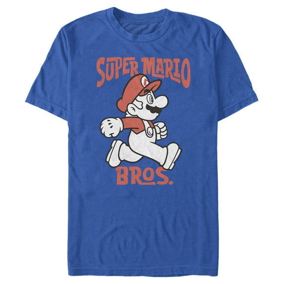 Men's Nintendo Mario Profile Drawing Graphic Tee Royal Blue X Large