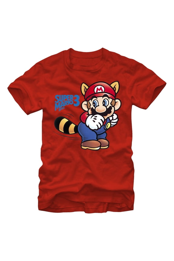 Men's Nintendo Mario Racoon Tail Graphic Tee Red 3X Large