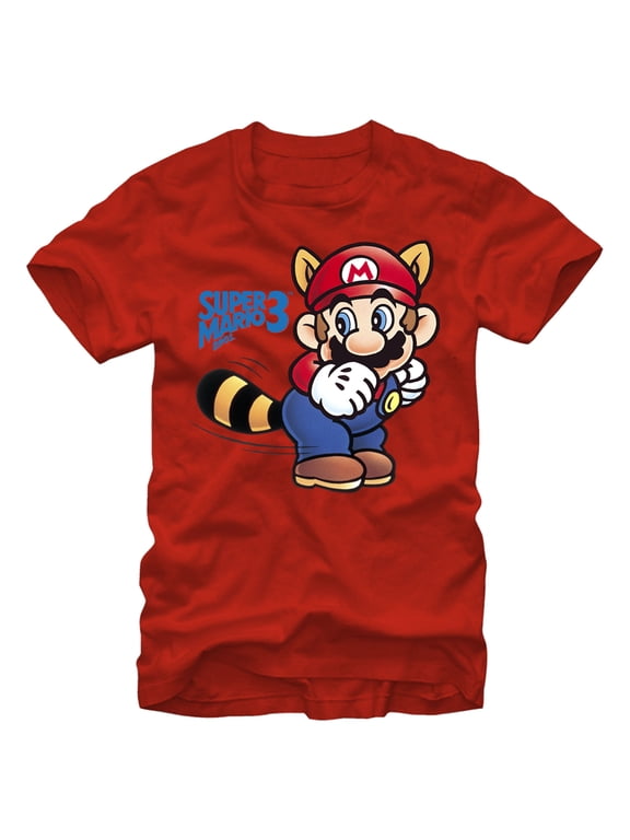 Men's Nintendo Mario Racoon Tail Graphic Tee Red X Large