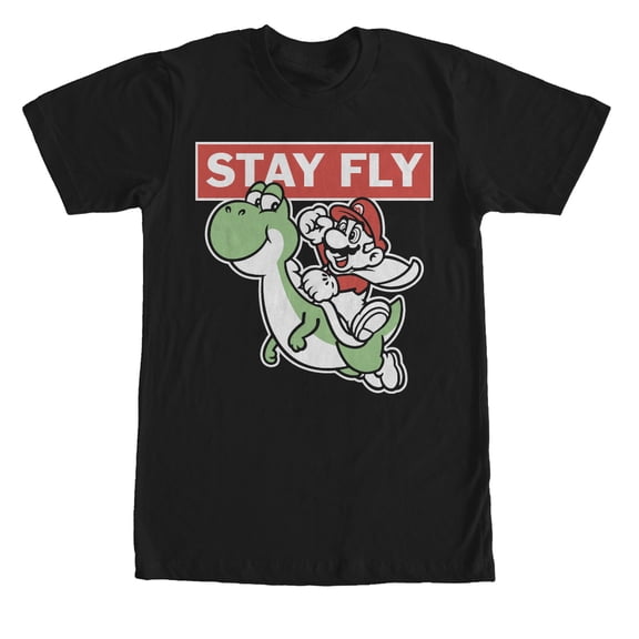Men's Nintendo Mario Stay Fly Graphic Tee Black 2X Large