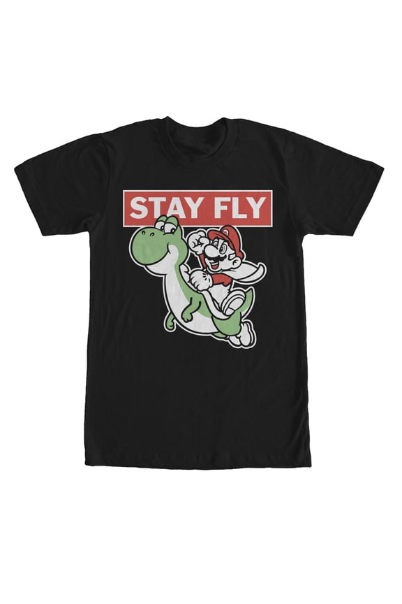 Men's Nintendo Mario Stay Fly Graphic Tee Black Large