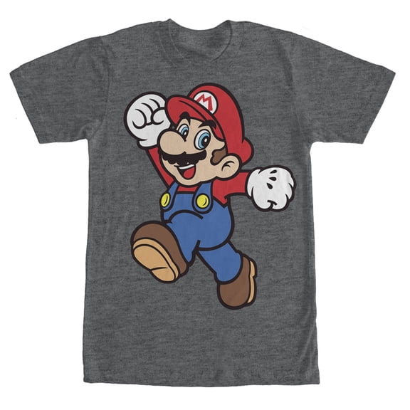Men's Nintendo Mario Super Pose Graphic Tee Charcoal Heather Medium