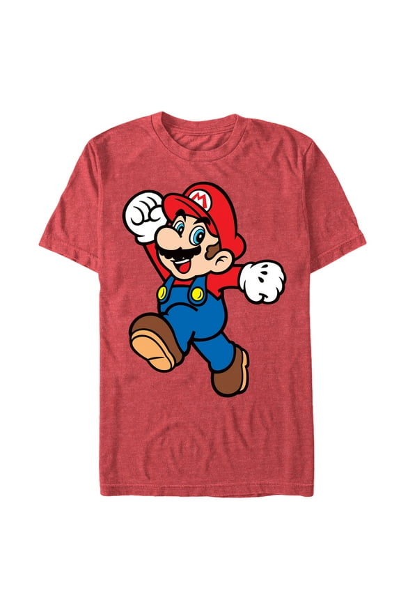 Men's Nintendo Mario Super Pose Graphic Tee Red Heather Large