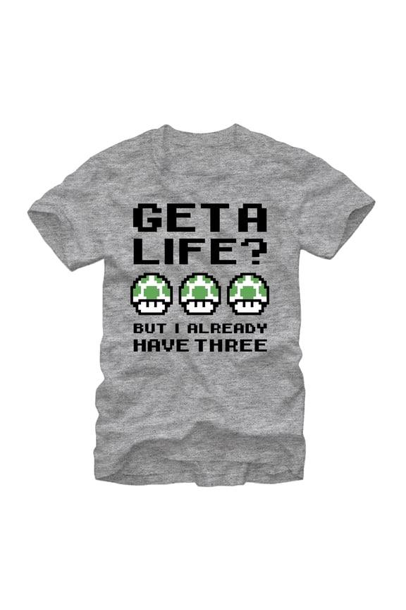 Men's Nintendo Mario Three Lives Graphic Tee Athletic Heather 2X Large
