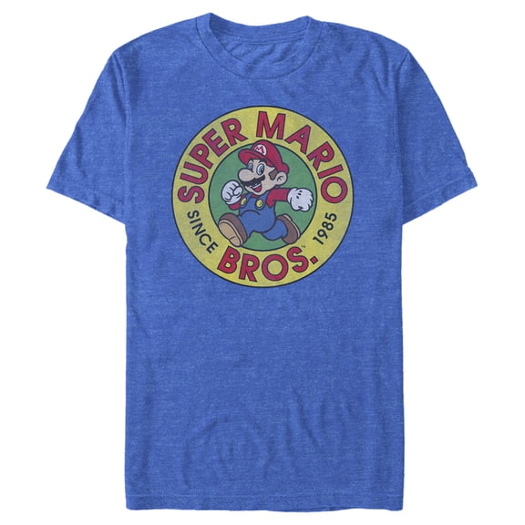Men's Nintendo Mario Walk Circle 1985 Graphic Tee Royal Blue Small