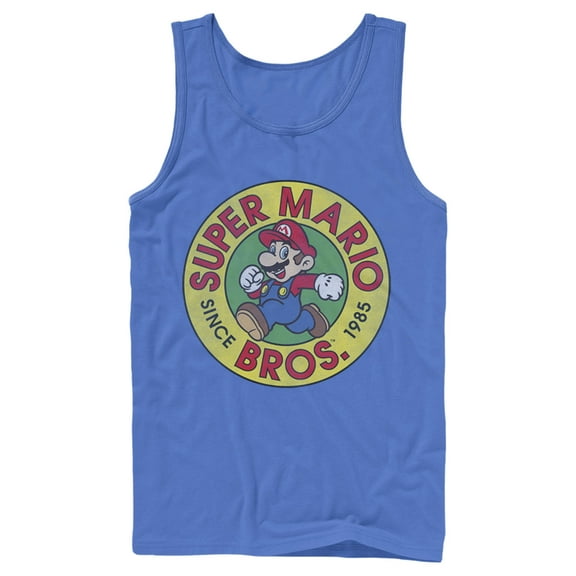 Men's Nintendo Mario Walk Circle 1985  Tank Top Royal Blue Medium