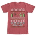 thumbnail image 1 of Men's Nintendo Mario and Bowser Ugly Christmas Sweater  Graphic Tee Red Heather Small, 1 of 5