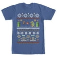 thumbnail image 1 of Men's Nintendo Mario and Bowser Ugly Christmas Sweater  Graphic Tee Royal Blue Large, 1 of 4