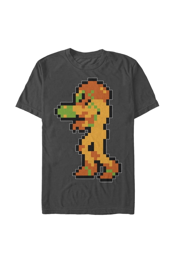 Men's Nintendo Metroid Pixelated Samus Graphic Tee Charcoal 2X Large