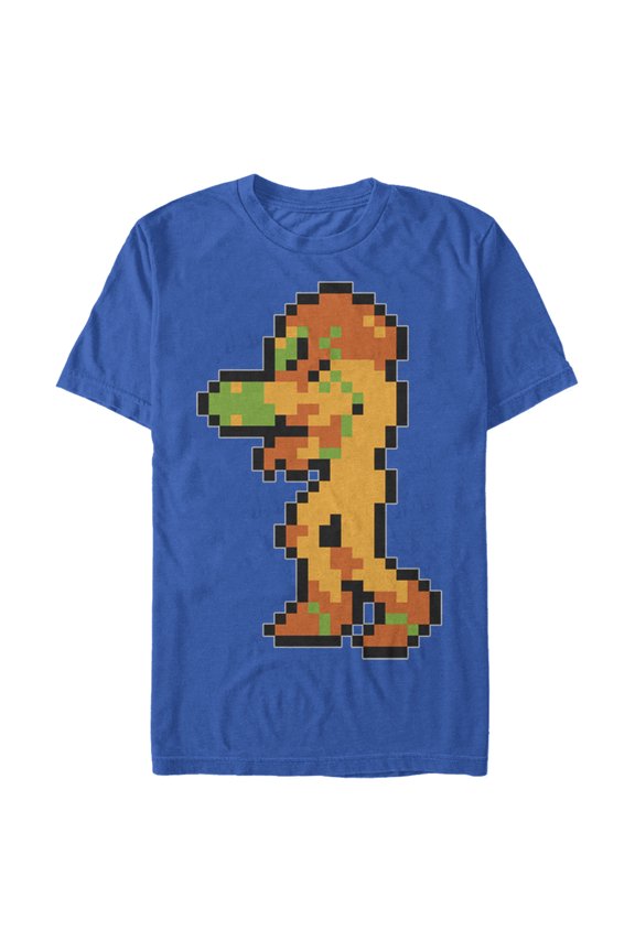 Men's Nintendo Metroid Pixelated Samus Graphic Tee Royal Blue Medium