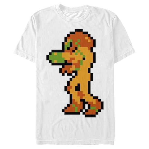 Men's Nintendo Metroid Pixelated Samus Graphic Tee White Medium