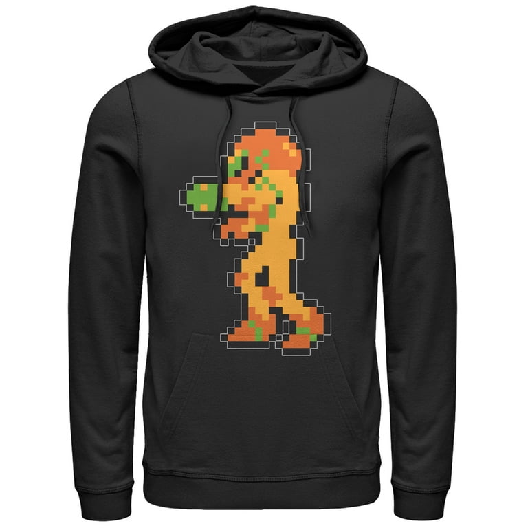Men s Nintendo Metroid Pixelated Samus Pull Over Hoodie Black 2X