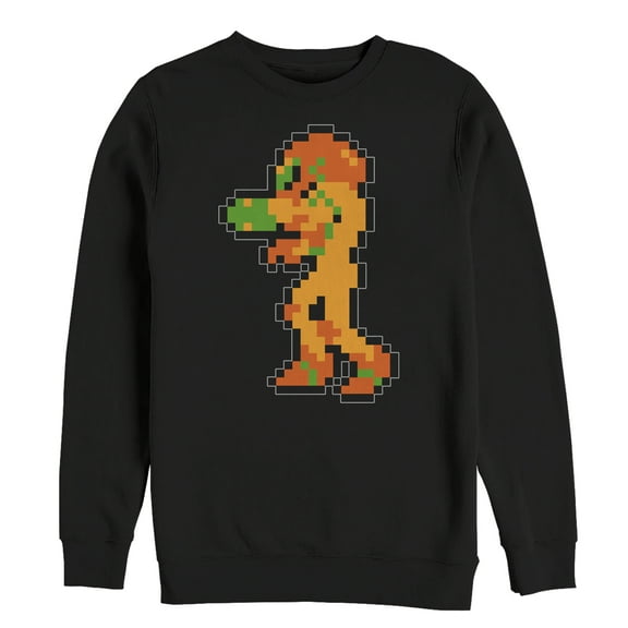 Men's Nintendo Metroid Pixelated Samus  Sweatshirt Black 3X Large