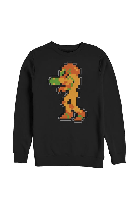 Men's Nintendo Metroid Pixelated Samus Sweatshirt Black Small