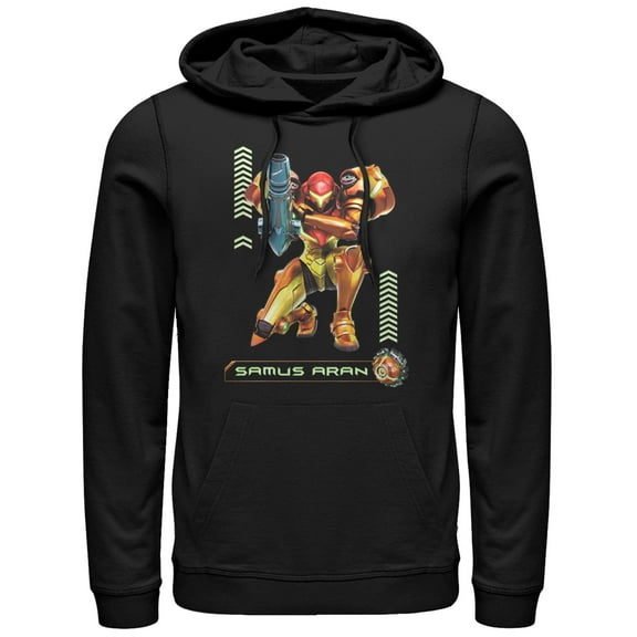 Men's Nintendo Metroid Samus Pose  Pull Over Hoodie Black Small