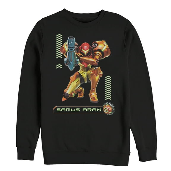 Men's Nintendo Metroid Samus Pose  Sweatshirt Black 2X Large