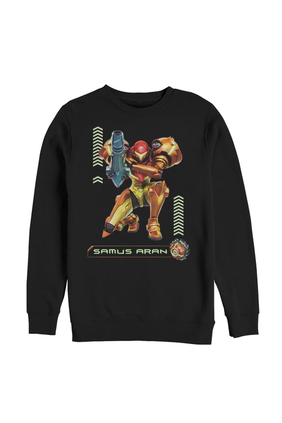 Men's Nintendo Metroid Samus Pose Sweatshirt Black Large