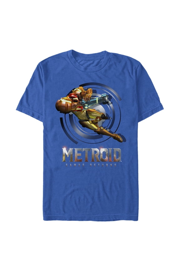 Men's Nintendo Metroid Samus Returns Circle Graphic Tee Royal Blue Small