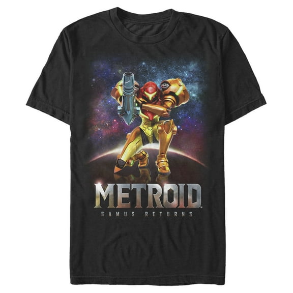 Men's Nintendo Metroid Samus Returns Cover Art Graphic Tee Black Large