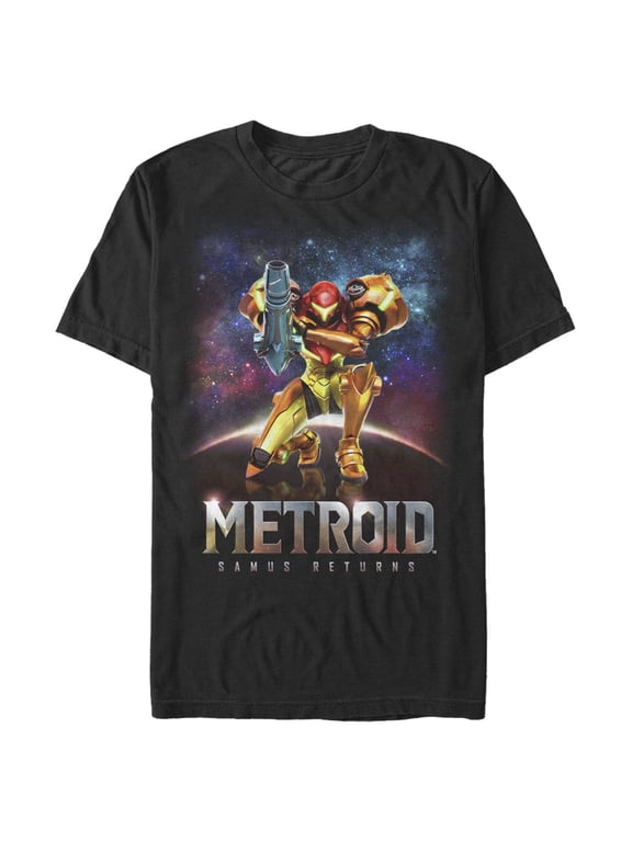 Men's Nintendo Metroid Samus Returns Cover Art Graphic Tee Black X Large