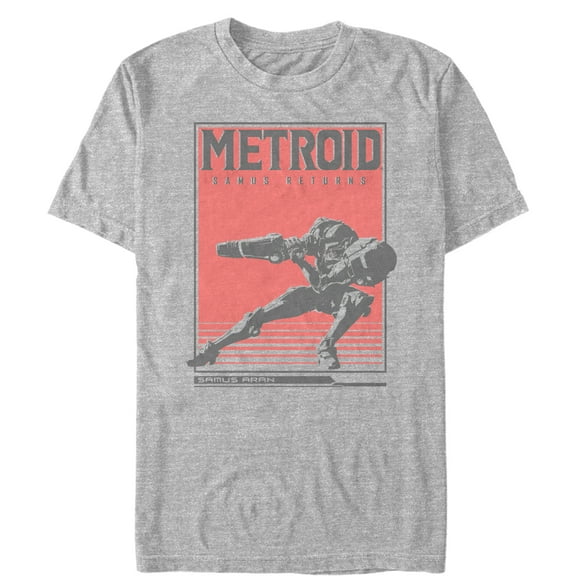 Men's Nintendo Metroid Samus Returns Poster  Graphic Tee Athletic Heather Medium